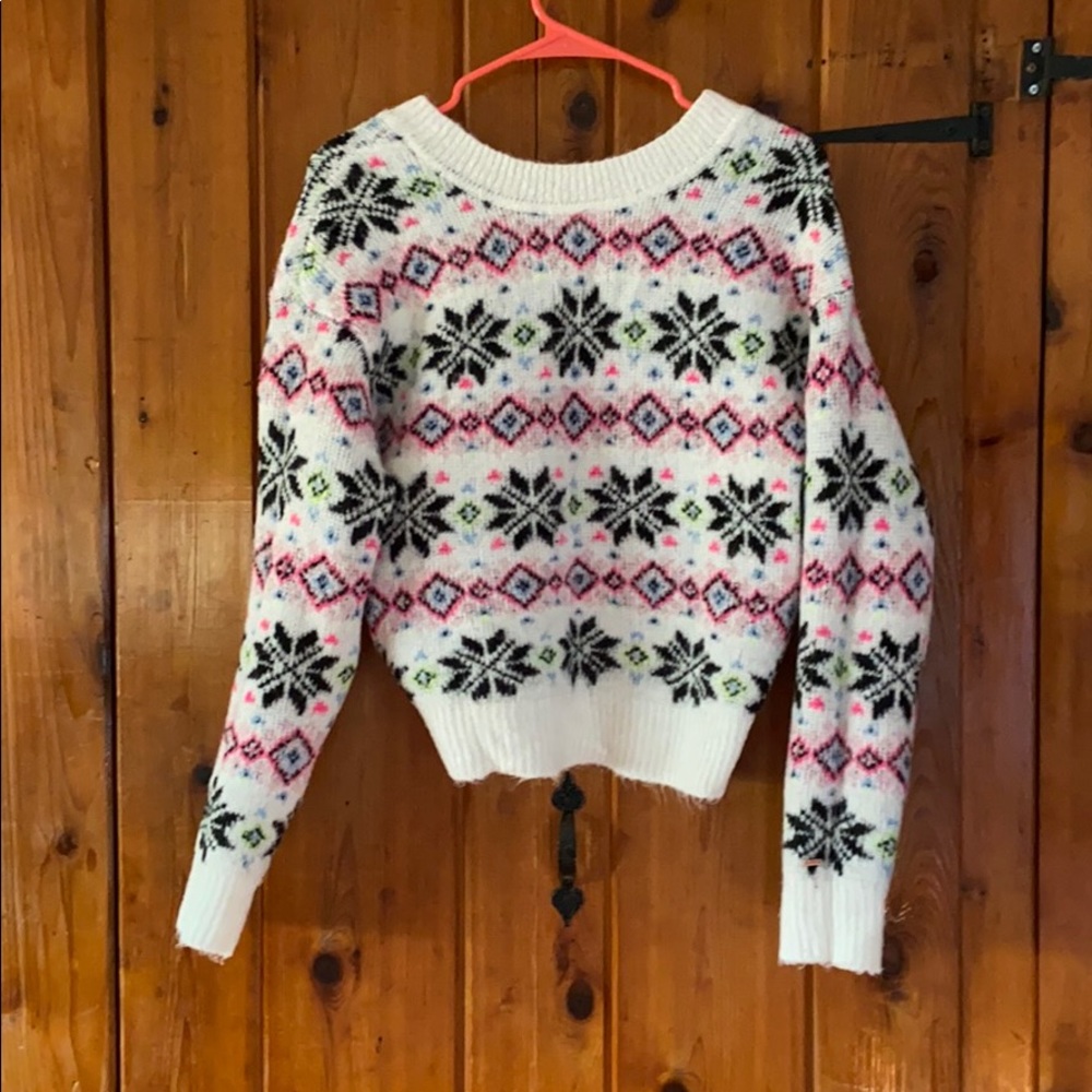 Pink Victoria’s Secret Holiday Snowflake sweater